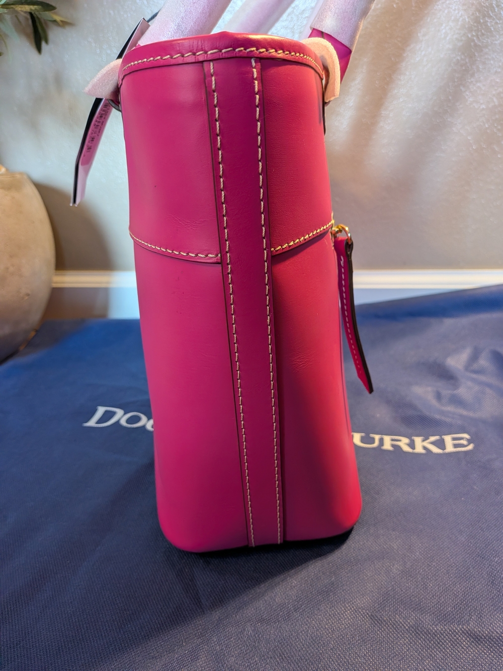 NWT! Dooney & Bourke Vachetta Beacon Zip Top Tote & Wallet Set in MAGENTA - Picture 5 of 16